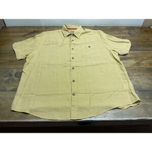 32 Bar Blues Mens Yellow Short Sleeve Button Up Shirt Pocket Beach Preppy XL